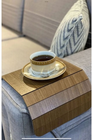 Yunusoğlu Home Katlanabilir Ahşap Koltuk Kenarı Yan Sehpa Amerikan Servisi Kanepe Kenarı Portatif Koltuk Tepsisi