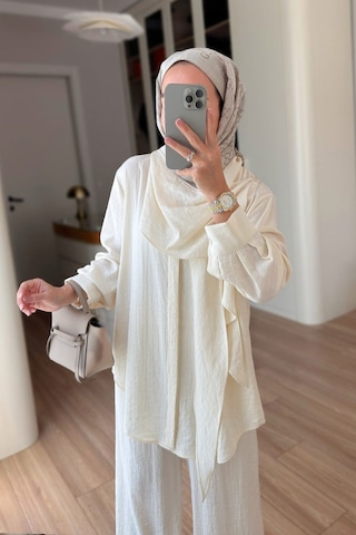 Ka Hijab Sabit Şallı Salaş Takım - Ekru