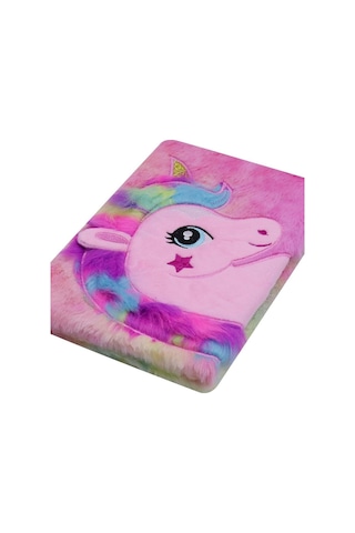 Unicorn Tasarımlı Peluş Çizgili Defter