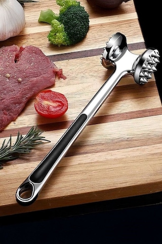 Qerhome Çift Taraflı Paslanmaz Çelik Metal Et Dövücü Et Çekiç Biftek Knock-taraflı Biftek Pounders