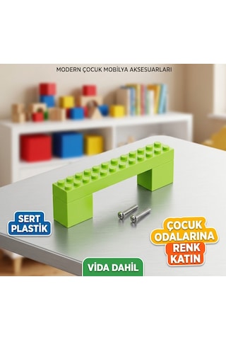Blok Figürlü Dolap Ve Çekmece Kulpu Çocuk Ve Genç Odası Mobilya Kulpu Tekli 96 Mm Yeşil