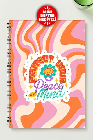 Huzurlu Ve Mutlu Temalı 4'lü Set A5 Metal Spiralli 2 Ad. Çizgili- 2 Ad. Kareli Karton Kapak Huzurlu Ve Mutlu Temalı 4'lü Set Defter Çok Renkli