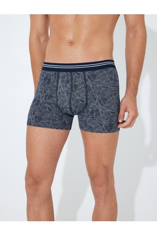 Koton 3'lü Boxer Seti Soyut Baskılı Çok Renkli Pamuklu Gri 4slm90089mk Gri
