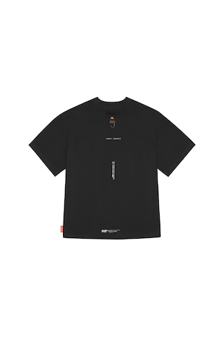 Skinarma Glitch Kısa Kollu Oversize Unisex Bisiklet Yaka Siyah Tişört Large