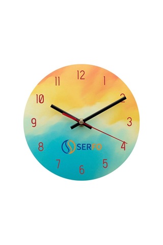 Sublimasyon Yuvarlak Cam Saat 18 Cm Çok Renkli
