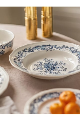 Roomi Desenli, Vintage Seramik Derin Tabak 660 Ml 202452399 Beyaz