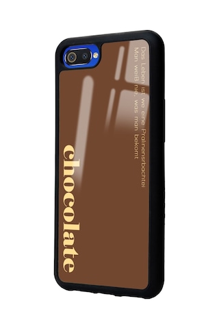 Oppo Realme C2 Choclate Tasarımlı Glossy Telefon Kılıfı Siyah