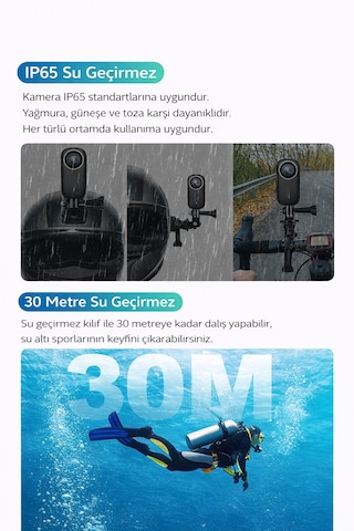 4k Ultra Hd Mini Aksiyon Kamerası Manyetik Klipsli Su Geçirmez Geniş Aksesuar Seti
