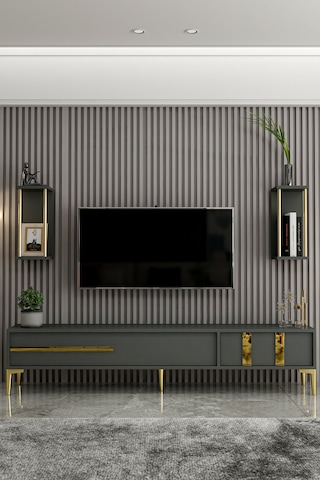 Givayo Mobilya Lükens Tv Ünitesi Antrasit Gold 180 Cm