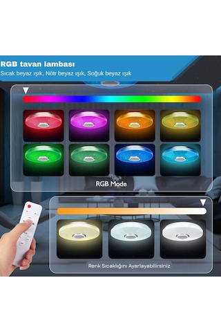 Hpytech Akıllı Tavan Aydınlatma Smart Life Rgb Led Lamba Bluetooth Müzik Uzaktan Kumanda Çok Renkli