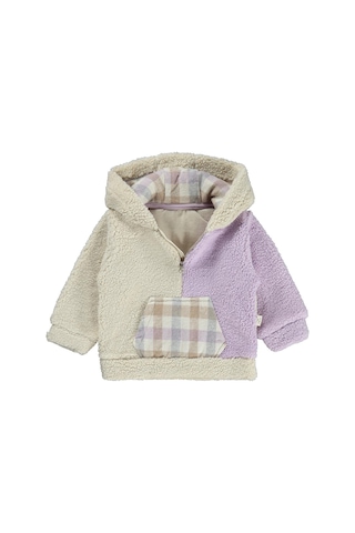 Bebbek Kapşonlu Fermuarlı 2-5 Yaş Sweatshirt - Lila Açık Mor