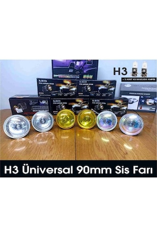 Universal 90mm Sis Farı Seti + 2 Adet Halojen Ampul