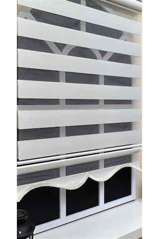 Storburada Zebra Stor Perde Ekru Etek Dilimli Z-stb400v02 Ekru