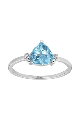 Sirius Pırlanta Ve Üçgen Kesim Sky Blue Topaz Taşlı Yüzük 0831R00