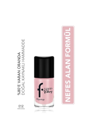 Flormar Good Vibes Yüksek Pigmentli & Parlak Bitişli Nefes Alabilen Oje  012 Pink Clouds