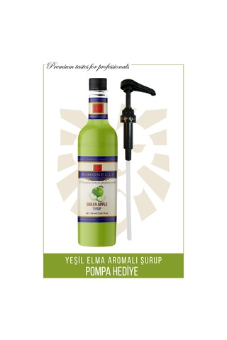 Simoenlli Kahve Şurubu Yeşil Elma 700 ML + Pompa Simonelli