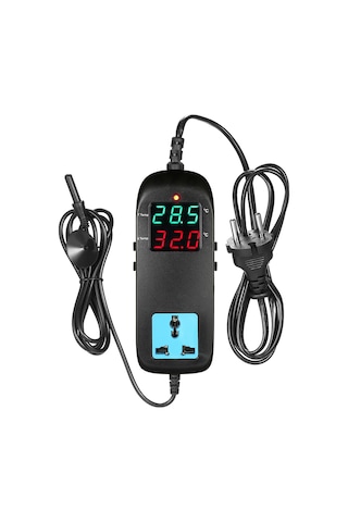 Jeemson Dijital Sıcaklık Kontrol Cihazı 90-250v 10a Otomatik Kesme, Akvaryum/üretim Sistemi İçin, Ntc Sensörlü, 0.1 C Hassasiyetli