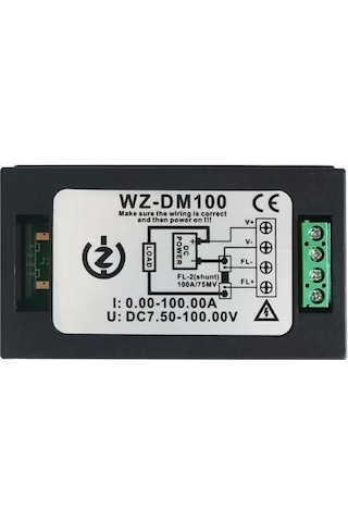 WZ-DM100 100V 100A Voltmetre Ampermetre - 75mV Şönt Direnç