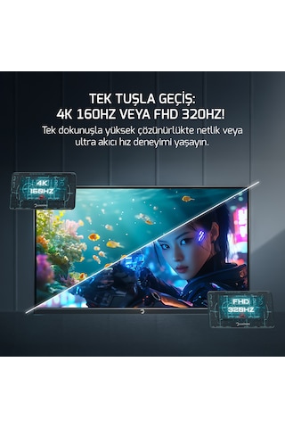 Gamepower Kaze Dual 27'' 0.5ms 4k 160hz - Fhd 320hz Fast Ips Pivot Dual Mod Gaming Monitör Ölü Piksel Garantili