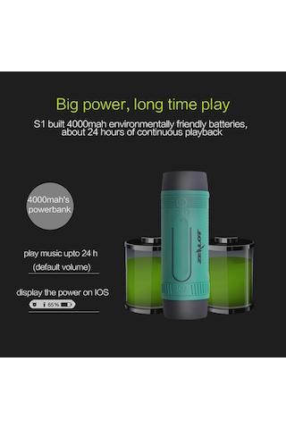 Springsun Zealot S1 Mavi Taşınabilir Bluetooth Hoparlör Kablosuz Bisiklet Hoparlörü Fm Radyo Açık Ha