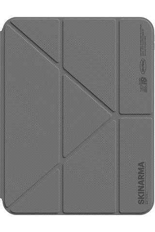Apple Uyumlu iPad  Air 11 2024 Kılıf Skinarma Kalemlikli Arkası Şeffaf Standlı Magnetik Zeta Kılıf Gri Kapaklı Kılıf