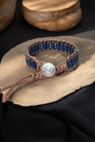 Lapis Lazuli & Hematit Otantik Silindir Örme Bileklik Lacivert - Çok Renkli