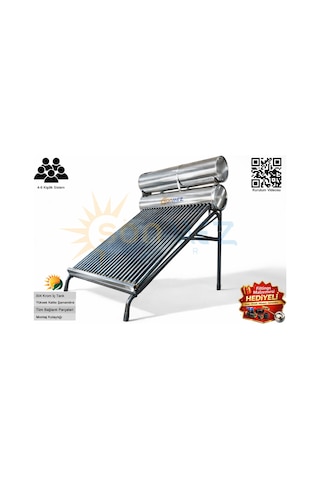 Solar Krom Kılıf 24x Vakum Tüplü Güneş Enerjisi Sıcak Su Sistemi Açık Devre Doğal Akışlı