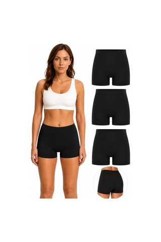 Westicgiyim 3'lü Lazer Kesim Kadın Boxer Külot Dikişsiz İz Yapmaz Esnek Rahat S-m-l-xl 36-42 Siyah