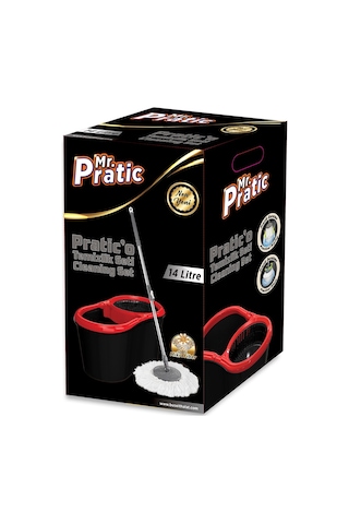 Mr. Pratic Pratic'o Siyah 14 L Temizlik Seti  + Buse Mopset Mikrofiber Yedek Mop
