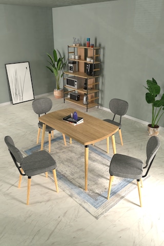 Vilinze Deniz Sandalye Argos Ahşap Mdf Sabit Mutfak Masası Takımı - 70x120 Cmtk-argos-70120-nn-d33-deniz-sigmagri Sigma Gri