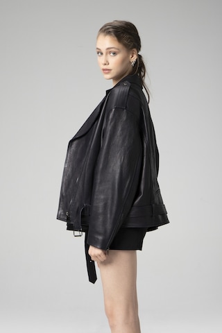 Dericlub Pamela Unisex Jumbo Oversize Biker Hakiki Deri Mont Lacivert Null Lacivert