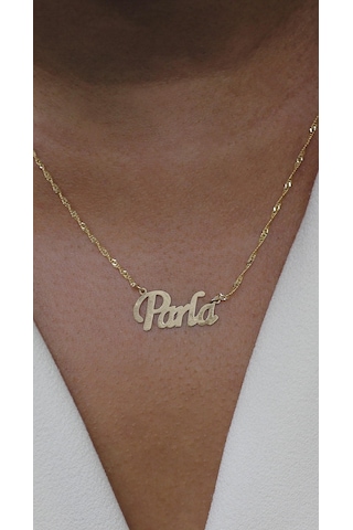 Diamine Altın Singapur Zincir İsim Kolye