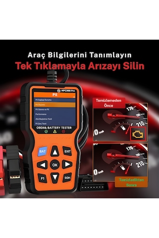 Npo Npc368pro 2in1 Akü Analizli Ve 50.000+ Hata Kodu Hafızalı Türkçe Araç Arıza Tespit Cihazı