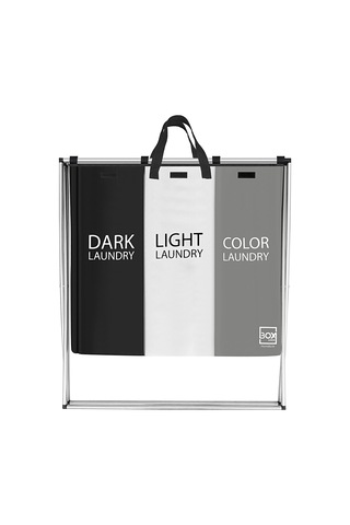Box&Box Üç Bölmeli Çamaşır Sepeti Beyaz - Gri - Siyah