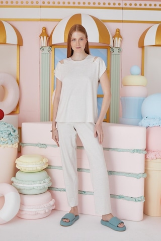 Sevim Kadın Kısa Kol Bej Melanj Pijama Takım C1t7n651 001