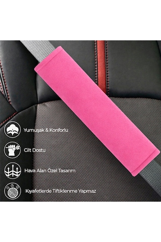 Pembe Yumuşak Emniyet Kemer Kılıfı Çift Takım