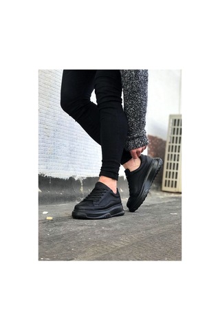 DMR Elegance Jy507 Alone Bağcıklı Cilt Erkek Günlük Sneaker Ayakkabı Cst Siyah