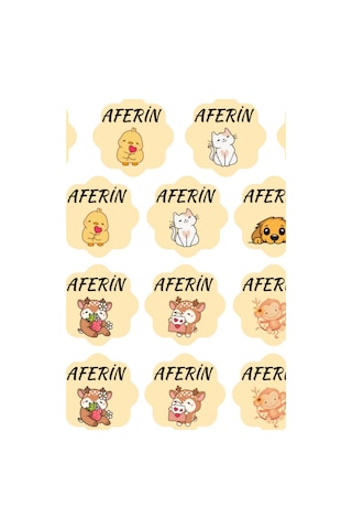 Öğretmenlere Aferin Yazılı Çok Karakterli Sevimli Sticker Seti - 62 Parça Standart