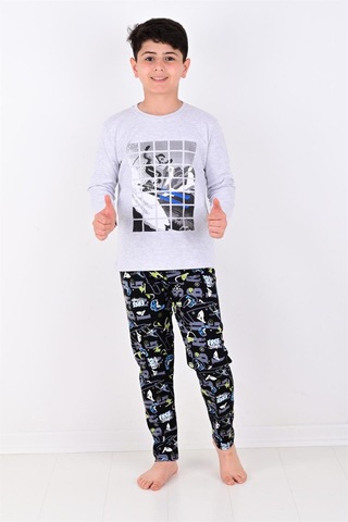 Vitmo Erkek Çocuk Winter Games Uzun Kollu Pijama Takımı Gri