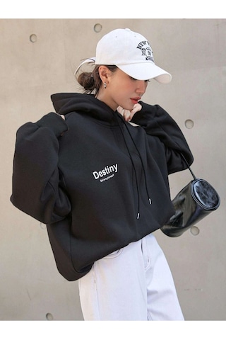 Altamira Unisex Destiny Baskılı Oversize Kapşonlu Sweatshirt 001