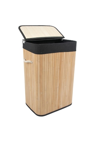 Soley Foldi Bamboo Örme Çamaşır Sepeti Siyah