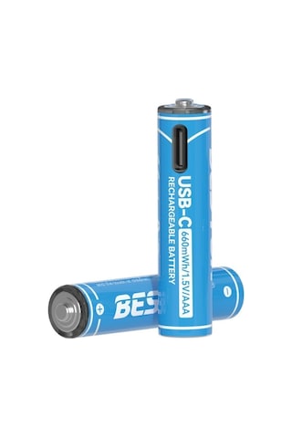 Beston Usb Type-c Kablo Ile Şarj Edilebilir Lityum 2'li Ince Pil 1.5v Aaa / 666 Mwh 150mah