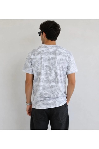 Tarz Yeri Erkek Batik Desenli Tişört Bisiklet Yaka Kısa Kol Regular Fit T-shirt - Gri