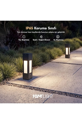 FoneLight Luxera 35 cm LED Bahçe Set Üstü Aydınlatma Antrasit Alüminyum IP65 Peyzaj Yürüyüş Yolu Lambası 3000K