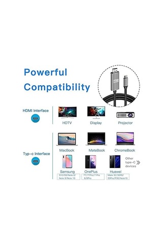 Hc-01 Type-c To 4k Ultra Full Hd Hdmı Usb-c Tak Çalıştır Görüntü Aktarım Kablosu-1.8m