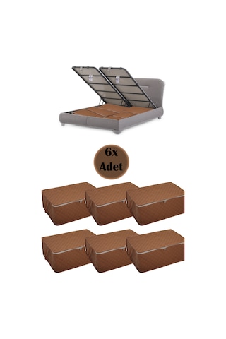 Adarya Home Çekyat Baza Tipi Hurç Baza Alti-Kazak-Yastik-Pike Saklama Hurcu 6 Adet 22 x 40 x 60 Taba