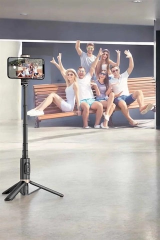Ceylan Adam Selfie Çubuğu Tripod Kumandalı Telefon Tutucu Siyah