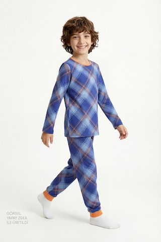 Penti Mavi Erkek Çocuk Cute Tiger Uzun Kollu Pamuklu 2'li Pijama Takımı