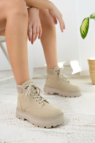 Nesil Shoes Mugo 504 Ten Süet Bağcıklı Kadın Bot-ten Süet Ten