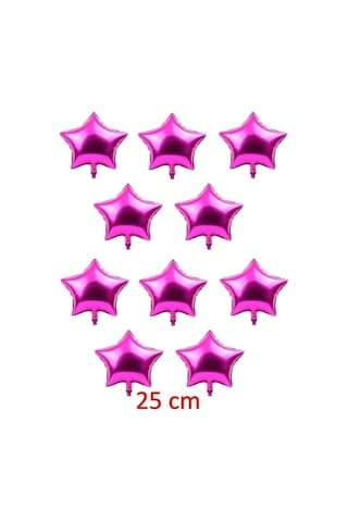 10 İnç Mini Yıldız Folyo Balon Fuşya 5 Adet
